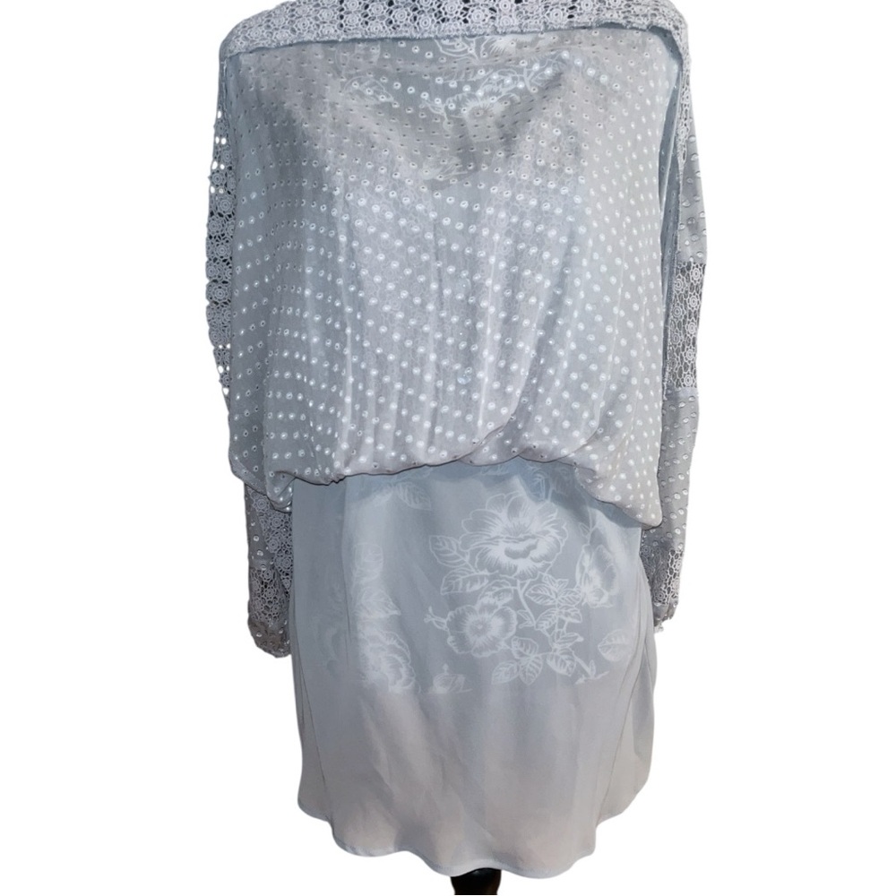 Daniel Rainn Silk Swiss Dot Crochet Bohemian Tunic Blouse - Picture 4 of 7